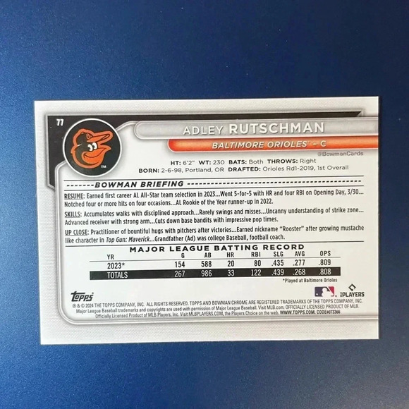 Adley Rutschman Mojo Refractor Mega Box SP 2024 Bowman Chrome Baltimore Orioles - Picture 2 of 2